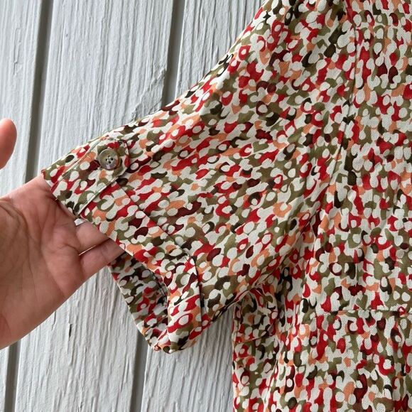 Funky Vintage GIANNI Abstract Blouse – 90s Rayon Sheer Made in USA – Sz 10 M/L - Picture 2 of 12